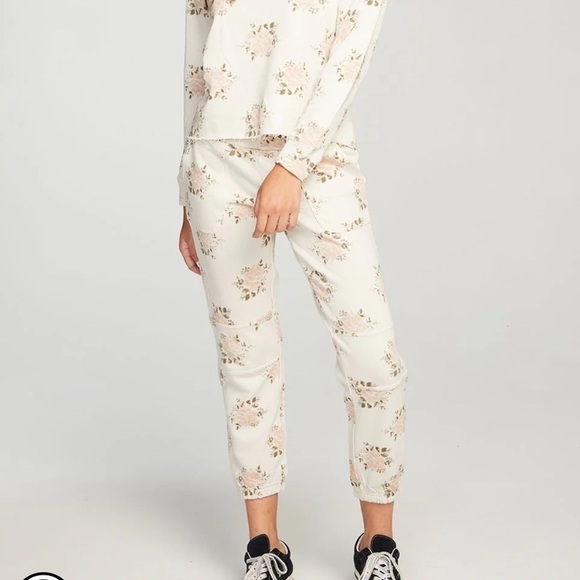 Chaser Linen French Slouchy Moto Jogger Sweatpants Floral Vintage Small NWT - Picture 7 of 7